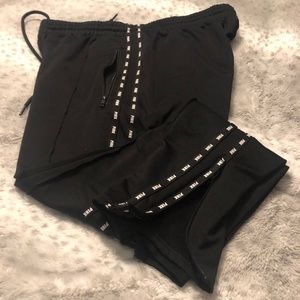 EUC Pink Victoria Secret Track Pants Large Pink Logo On Side Zip On Side & Leg